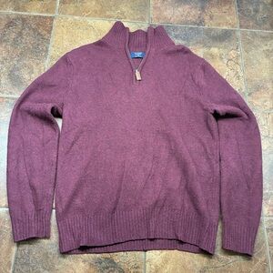 J. Crew Lambswool Maroon Quarter Zip-Up Sweater